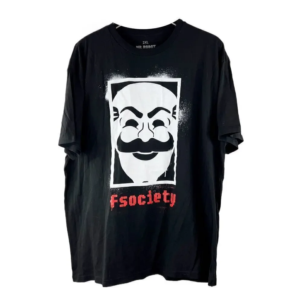 Mr. Robot fsociety Adult Short Sleeve Black T-Shirt Mens Size 2XL